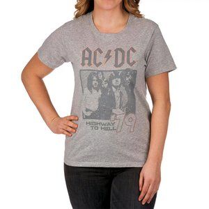 Licensed Women's Classic Rock Band Short Sleeve AC/DC T-Shirt Gray